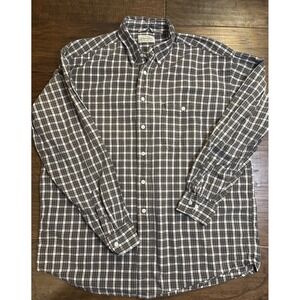 St John's Bay Men's Long Sleeve Brown‎ Check Large
